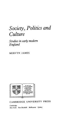 Society, Politics and Culture : Studies in Early Modern England.